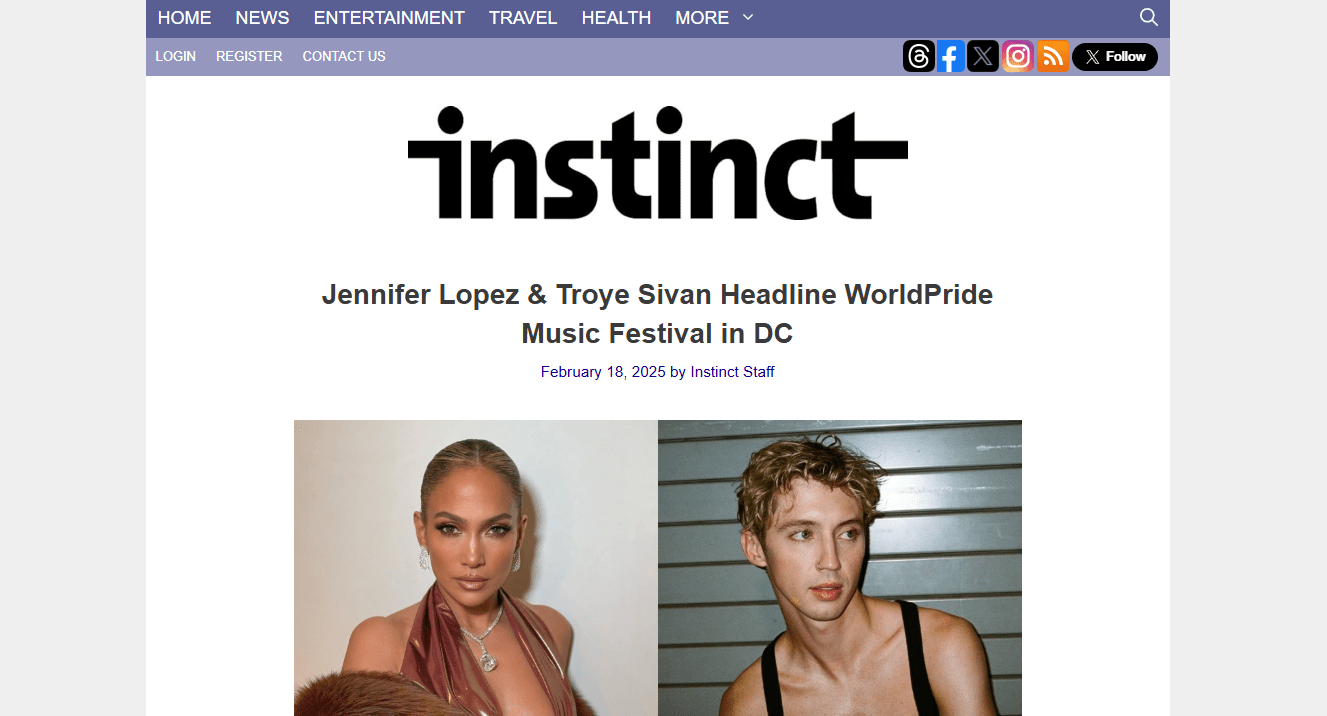 Jennifer Lopez & Troye Sivan Headline WorldPride Music Festival in DC