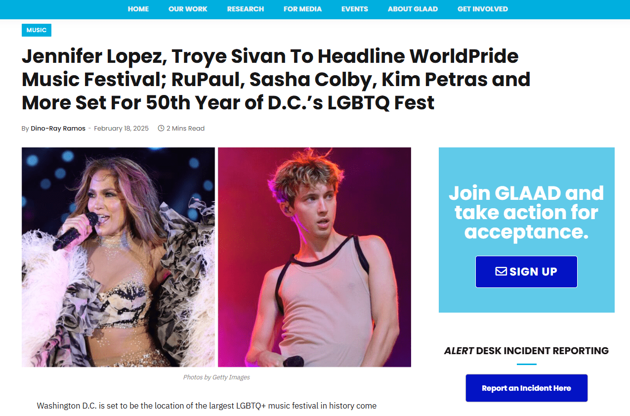 Jennifer Lopez, Troye Sivan To Headline WorldPride Music Festival