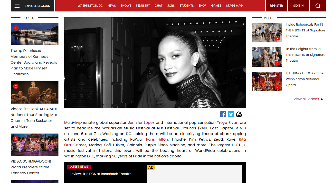 Jennifer Lopez and Troye Sivan to Headline World Pride Music Festival in Washington D.C.