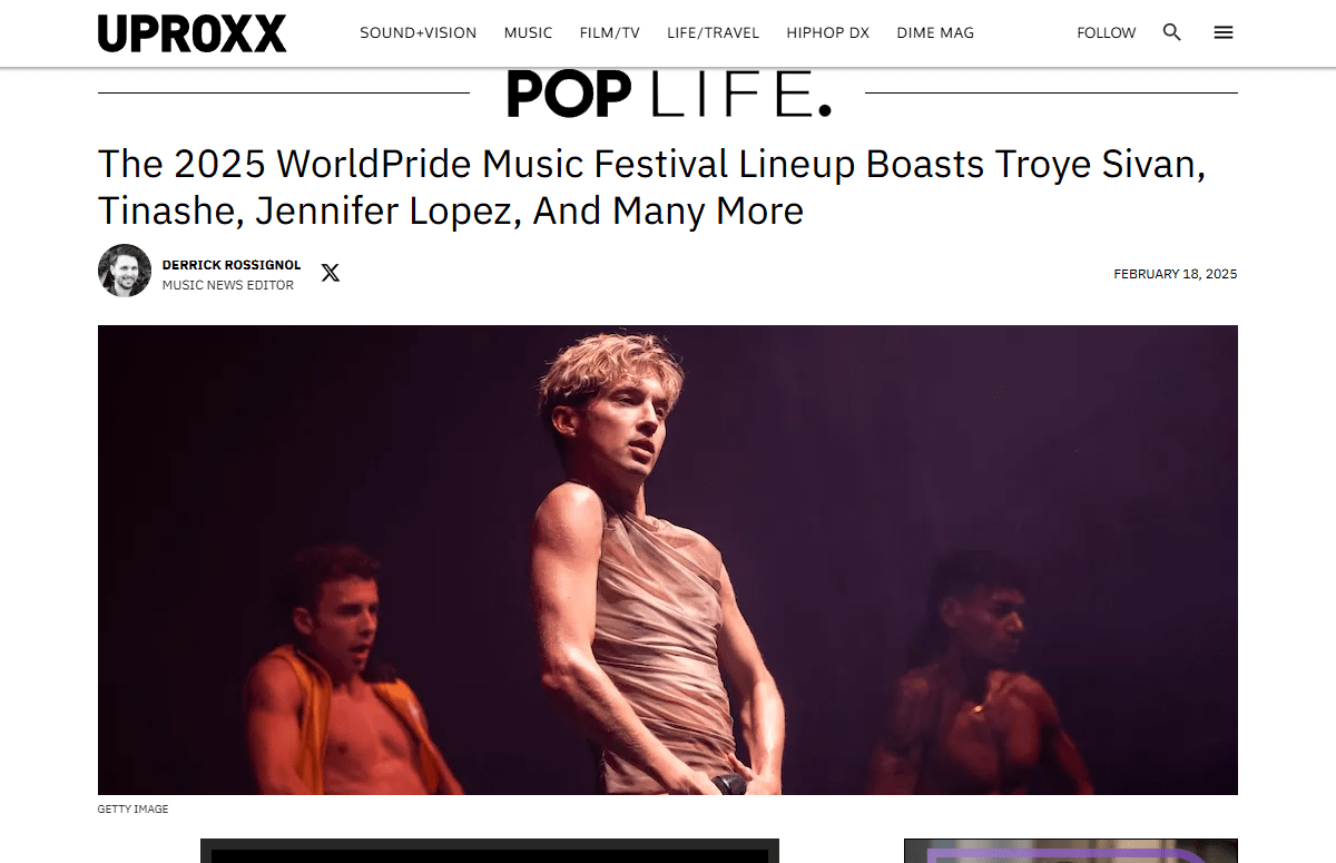 The 2025 WorldPride Music Festival Lineup Boasts Troye Sivan, Tinashe, Jennifer Lopez, And Many More