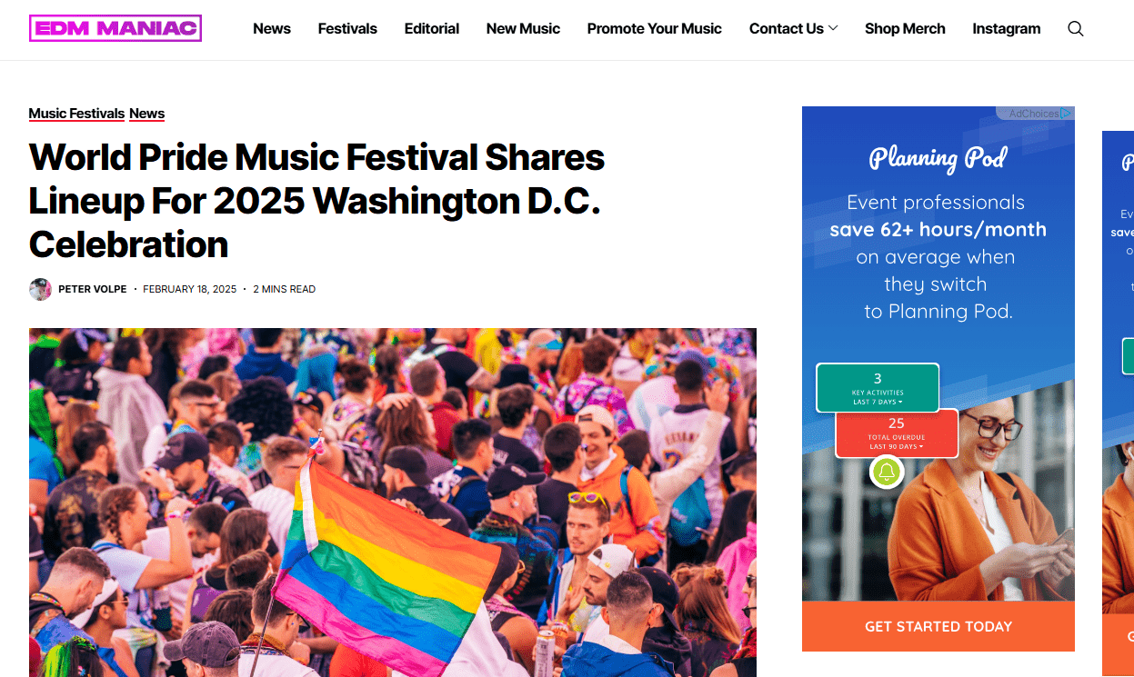 World Pride Music Festival Shares Lineup For 2025 Washington D.C. Celebration